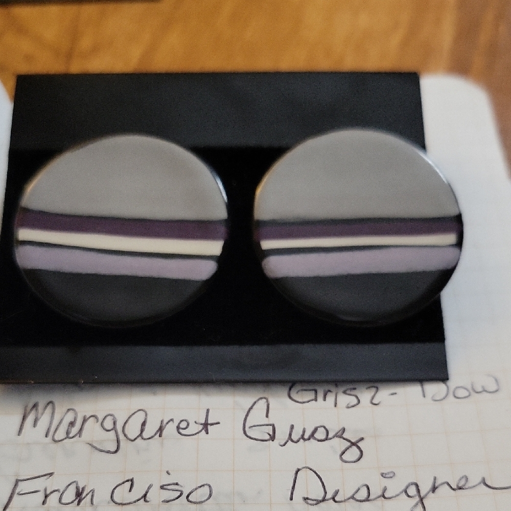 Gray and Purple Striped Earrings